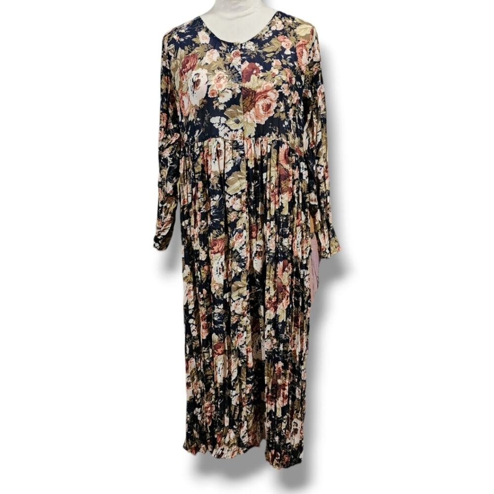 Vintage Flowy 90s Floral Semi Sheer Maxi Dress Campagnie Internationale Express